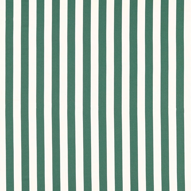 Deep racing green and ivory vertical stripes with a subtle woven surface