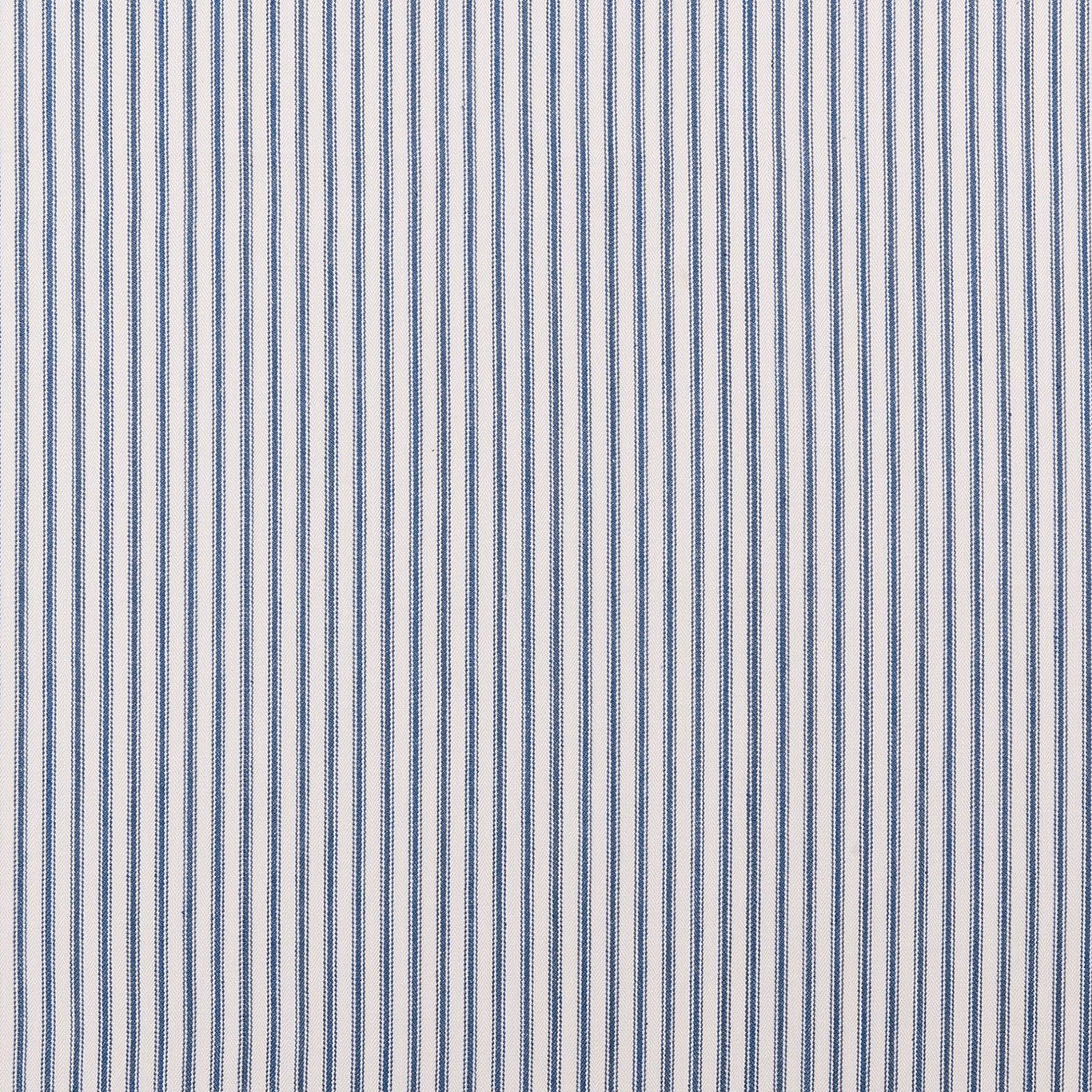 Close-up of fine muted navy and ivory vertical stripes with subtle woven texture