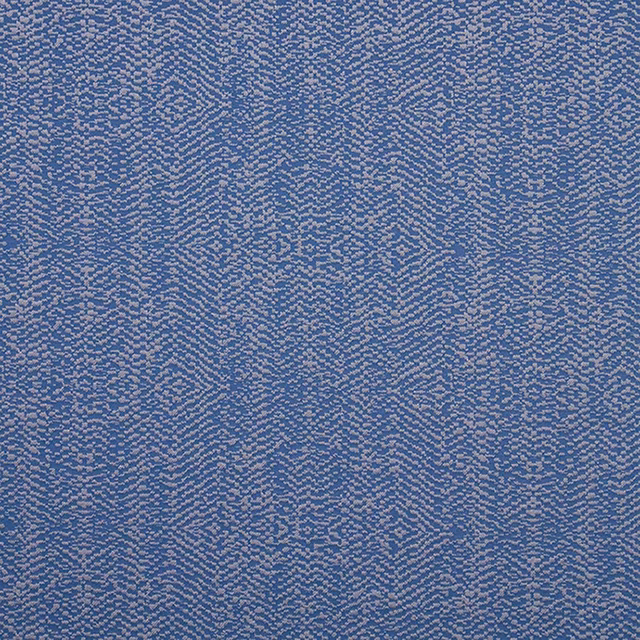 Muted denim-blue textile with pale lilac flecks and irregular vertical woven bands