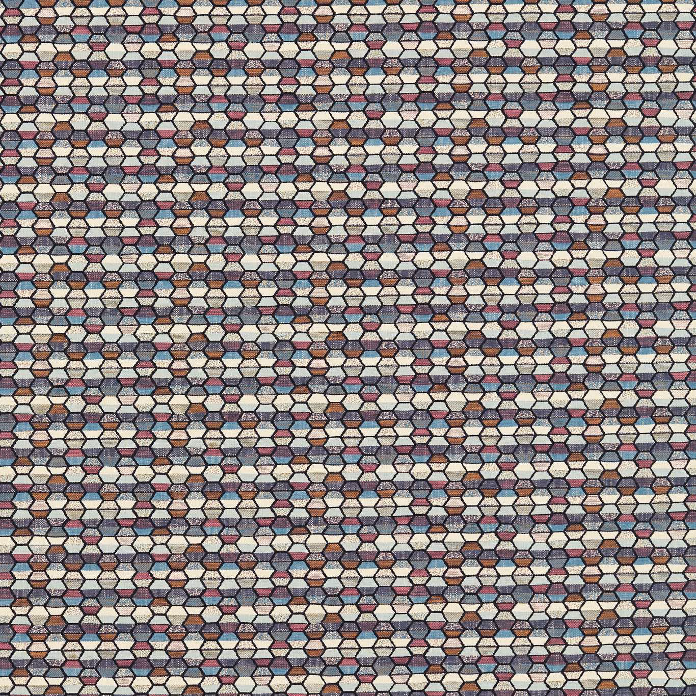 Mineral grey woven lozenges with dusty raspberry, taupe and blue-grey accents