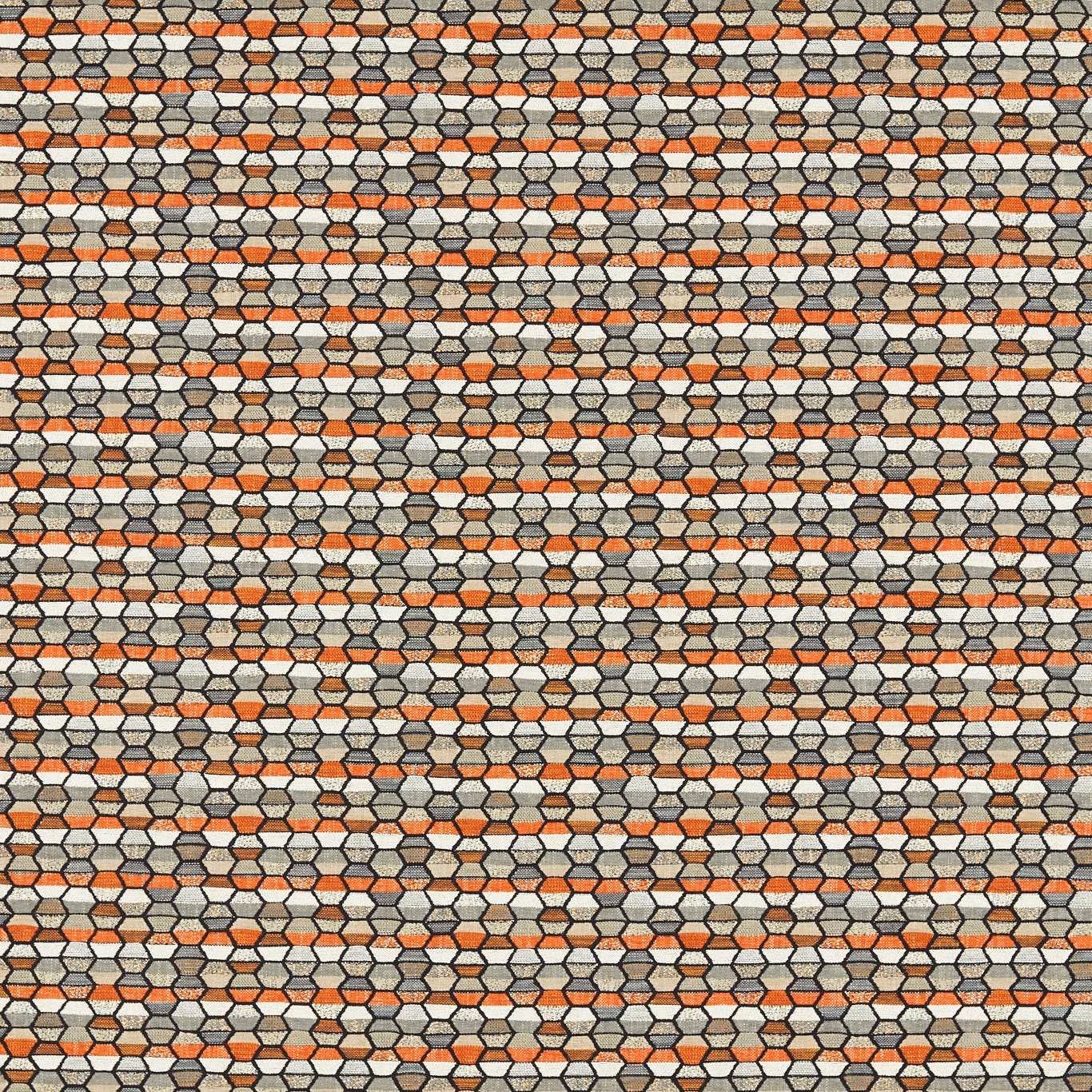 Cream, charcoal and rust honeycomb weave with fine geometric texture