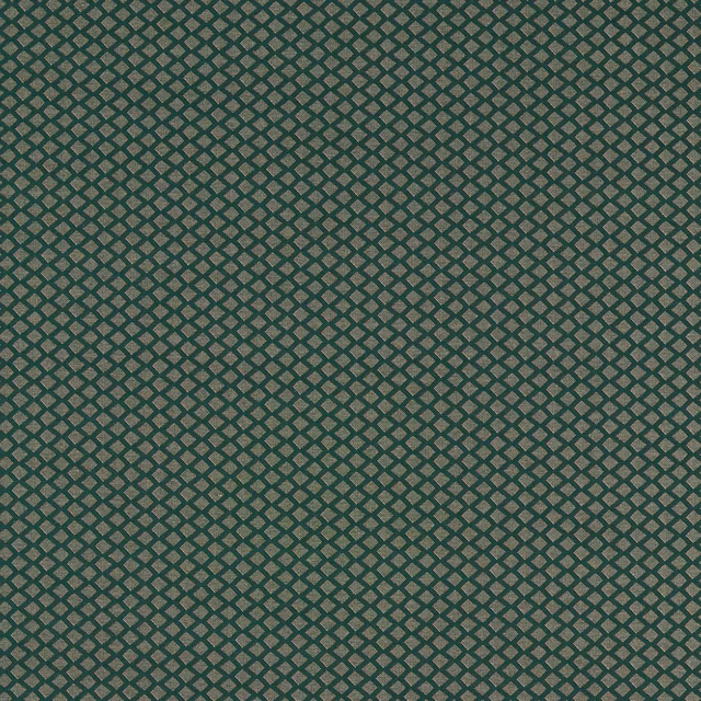 Dense forest-green diamond lattice over a warm taupe woven ground
