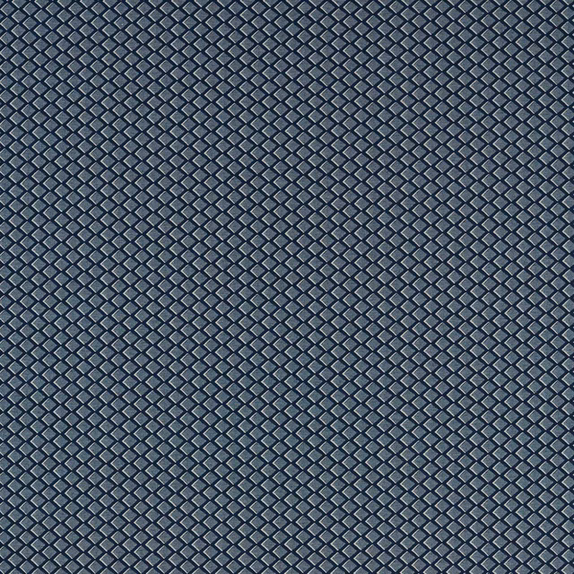Deep midnight blue-grey woven upholstery with a small interlocking diamond lattice
