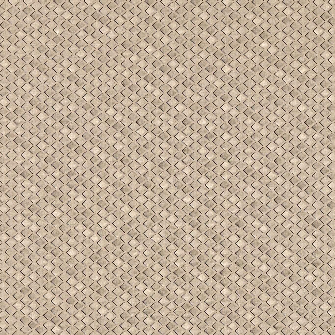 Warm beige upholstery fabric with dense fine brown angular geometric repeat