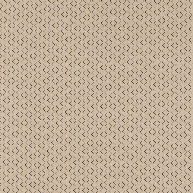 Warm beige upholstery fabric with dense fine brown angular geometric repeat