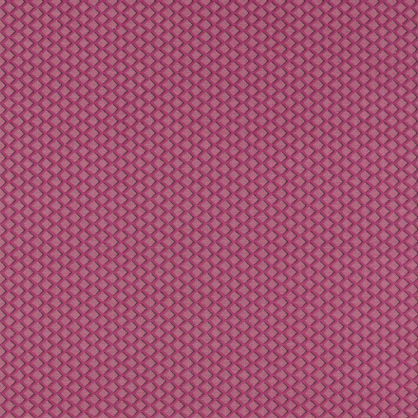 Saturated raspberry fabric with a small plum diamond lattice and textured woven surface