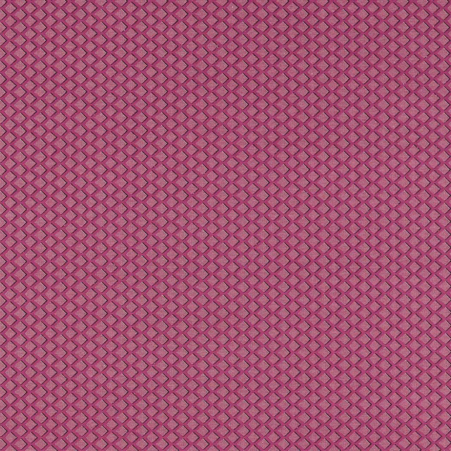 Saturated raspberry fabric with a small plum diamond lattice and textured woven surface