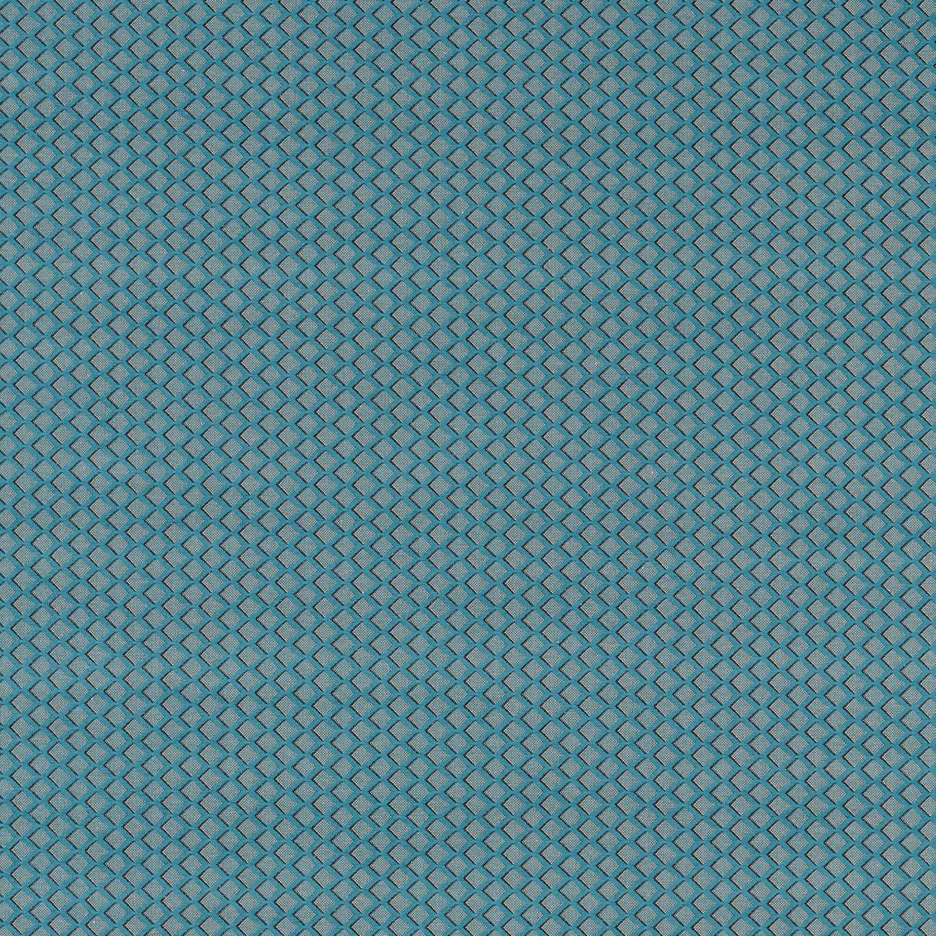 Cool blue-teal woven upholstery with a small linked diamond texture