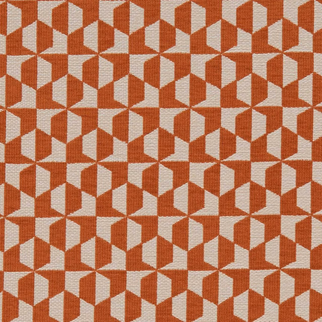 Rust-spice and ivory woven geometric cubes in a tactile heavy cloth