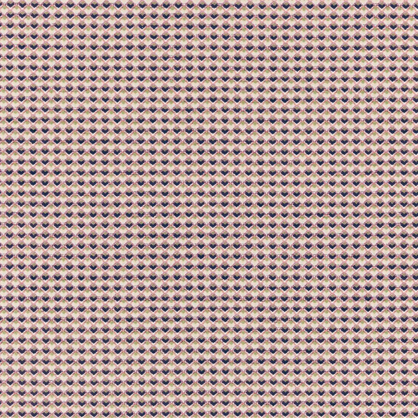 Dense mulberry, cream and pale sage geometric weave with tiny repeating diamonds
