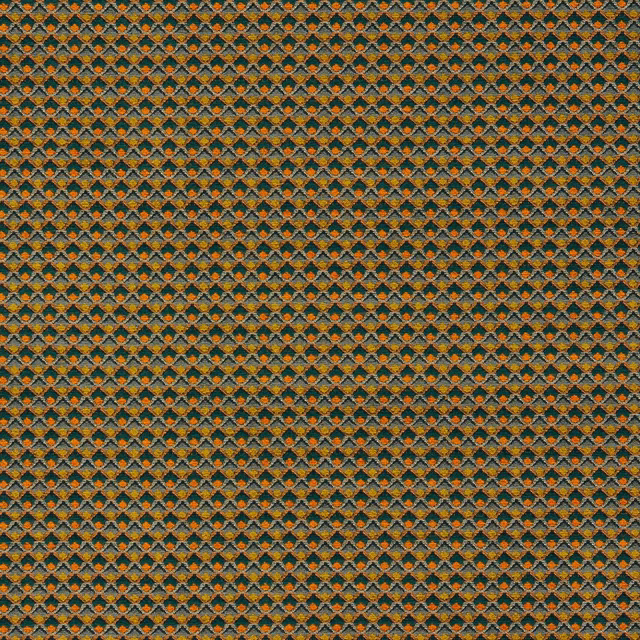 Dense forest-green and spice-orange diamond weave with a softly mottled surface
