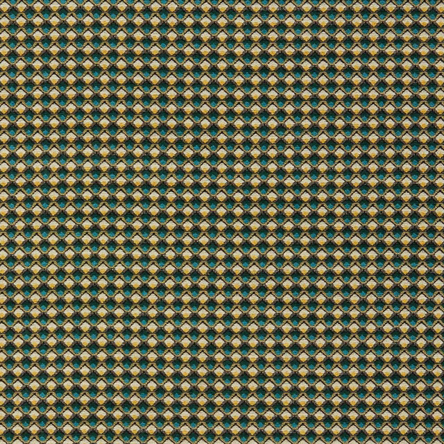 Dense teal and citrus diamond weave with cream highlights and tactile depth