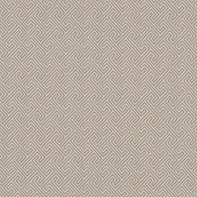Cool greige woven fabric with a small taupe angular maze pattern