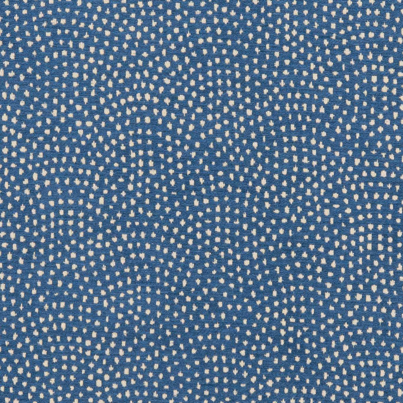 Cool denim-blue weave with dense ivory flecks in broken, irregular rows