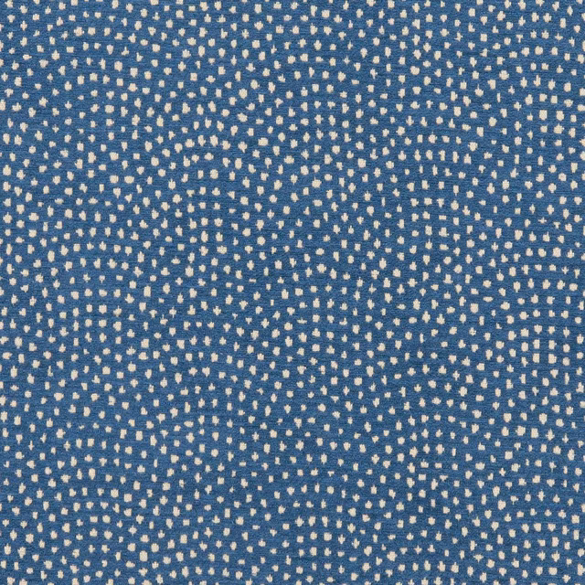 Cool denim-blue weave with dense ivory flecks in broken, irregular rows