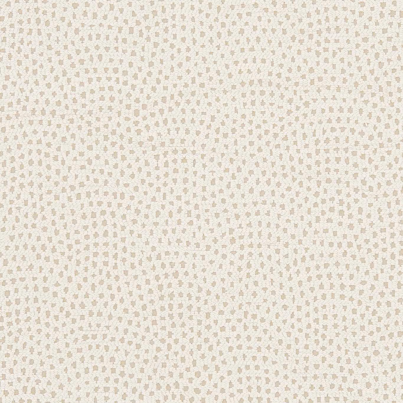 Ivory woven upholstery with tiny taupe-grey flecks in an ordered geometric repeat