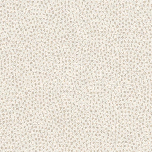 Ivory woven upholstery with tiny taupe-grey flecks in an ordered geometric repeat