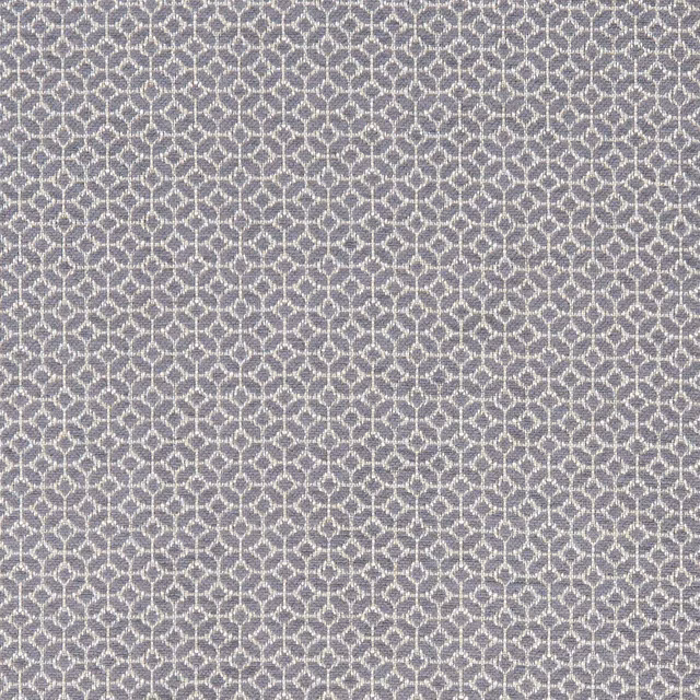 Cool charcoal-grey woven fabric with pale interlocking diamond and oval motifs