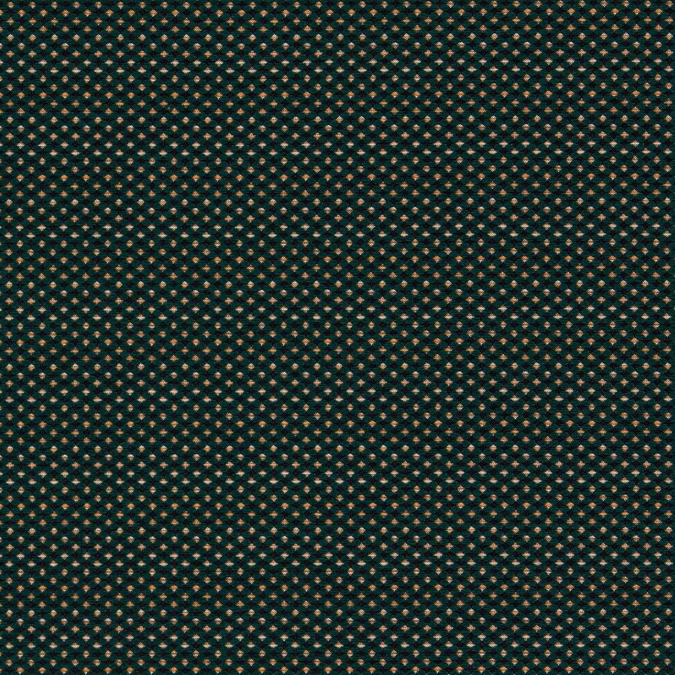 Deep forest green woven ground with tiny ochre and rust diamond flecks