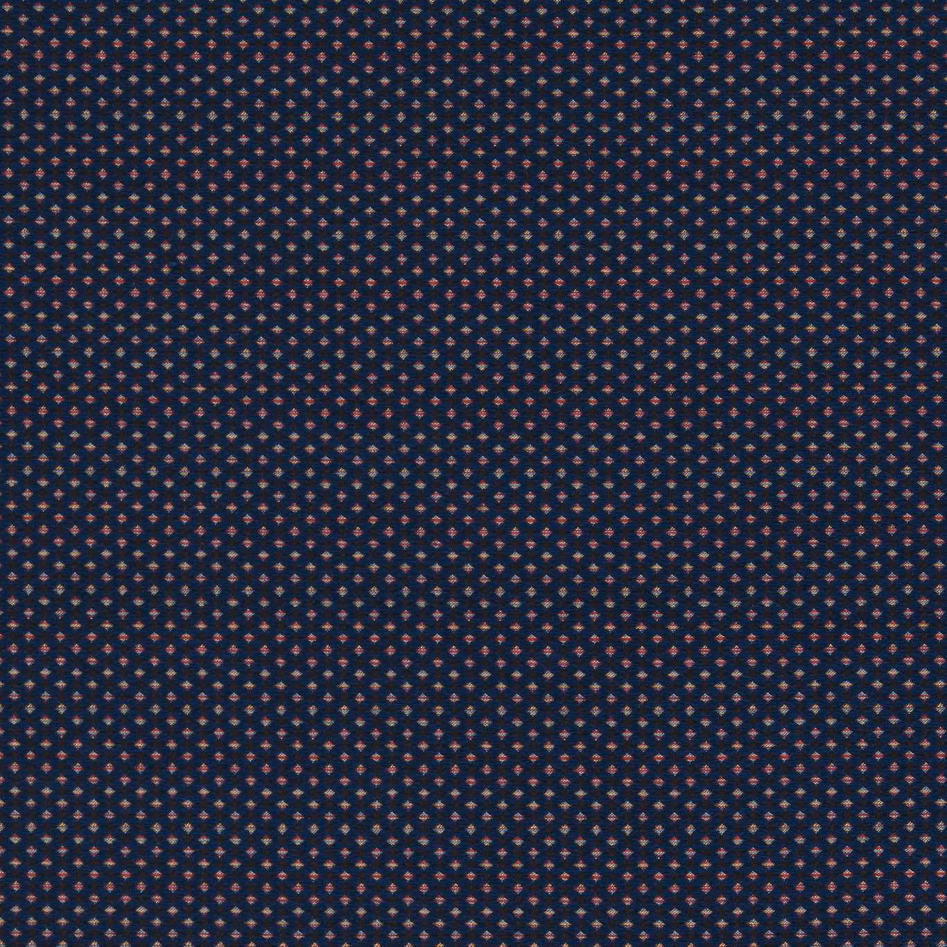 Deep navy woven fabric with tiny blush and blue geometric flecks