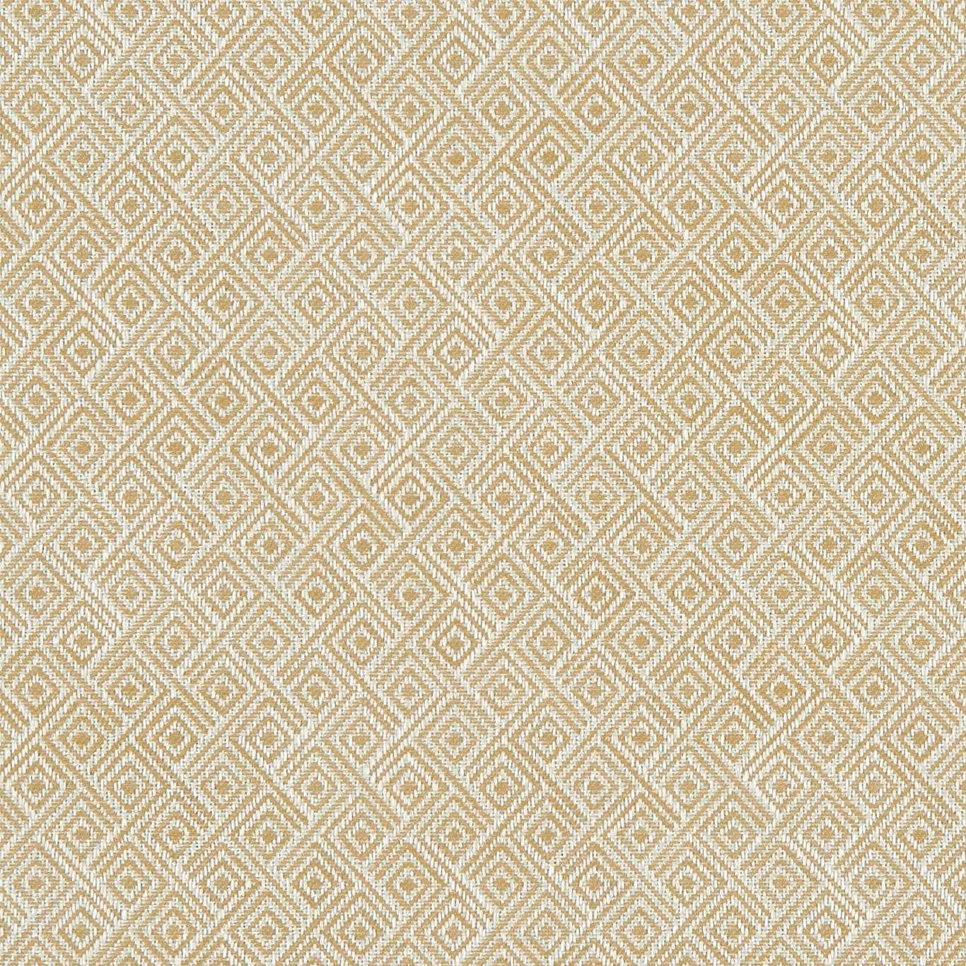 Warm cream fabric with small taupe nested diamond motifs and a finely woven texture