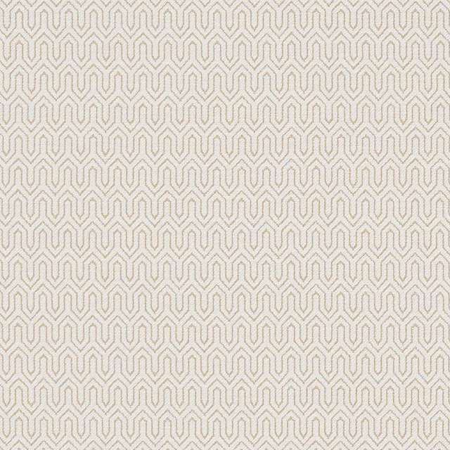 Ivory woven upholstery with fine pale taupe interlocking geometric lines