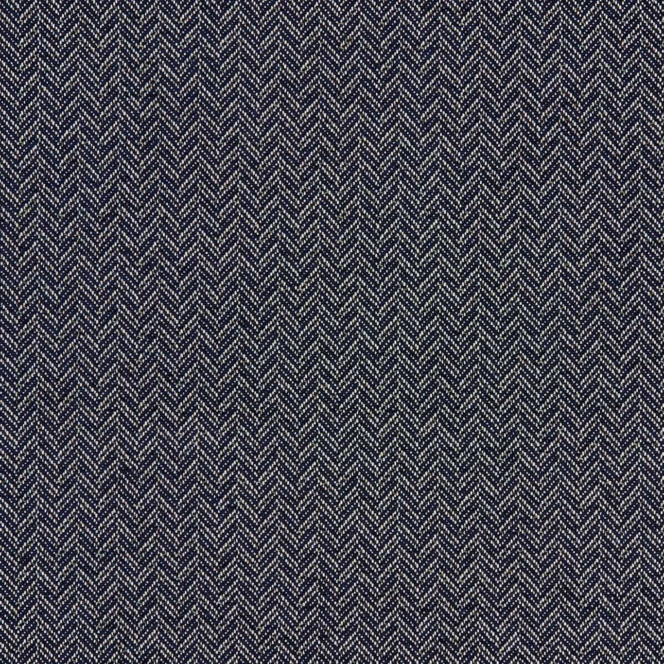 Midnight navy woven fabric with fine pale herringbone chevrons and subtle texture