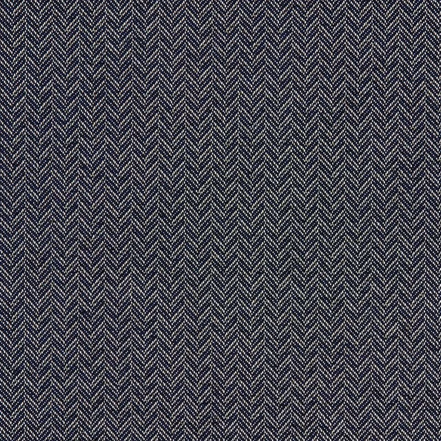 Midnight navy woven fabric with fine pale herringbone chevrons and subtle texture