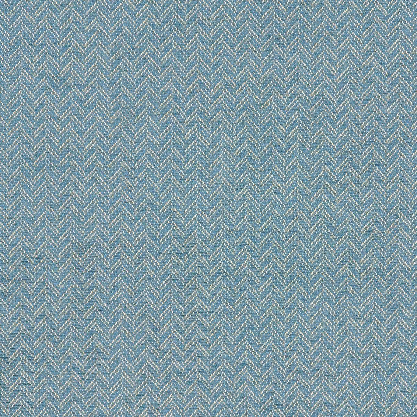 Cool mineral-blue woven textile with fine cream chevron lines and tactile texture