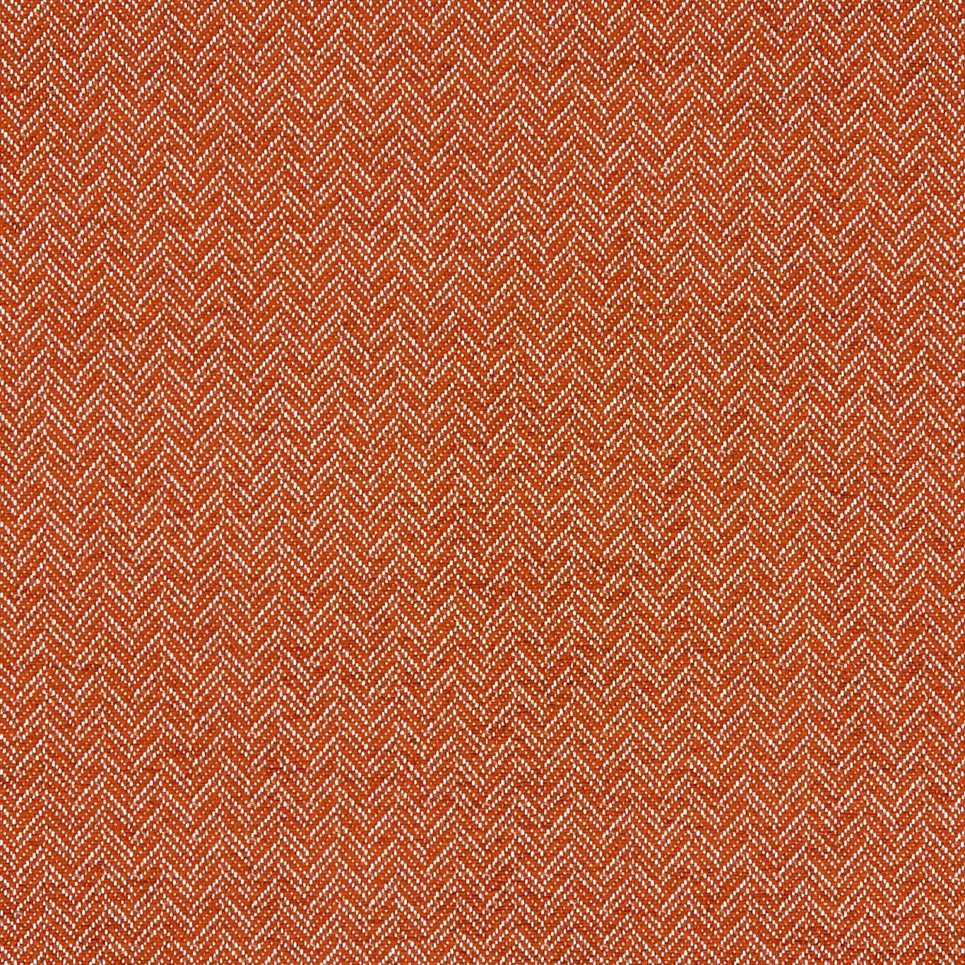 Warm rust upholstery fabric with fine cream herringbone chevrons and textured woven surface