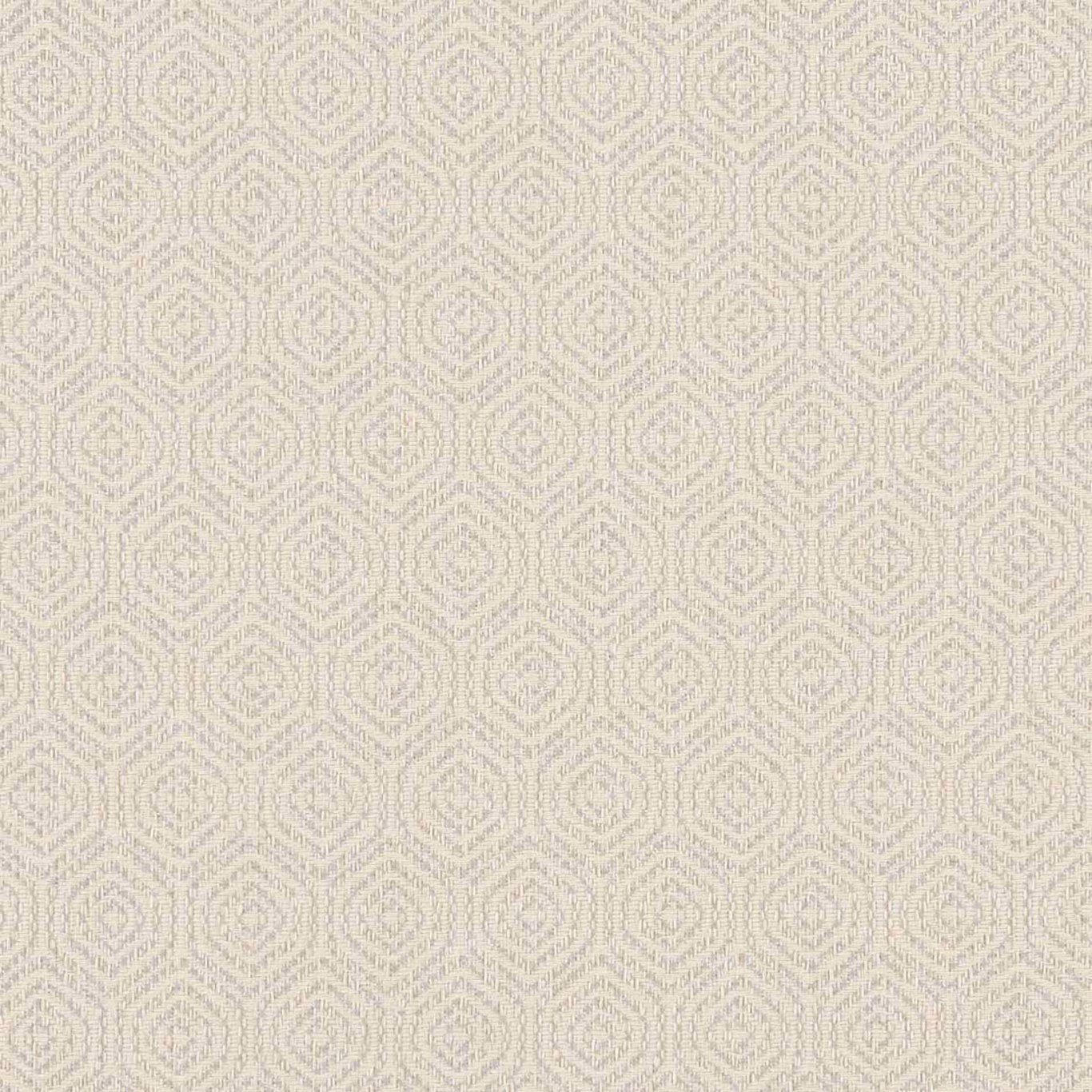 Pale ivory woven fabric with softly outlined repeating geometric medallions