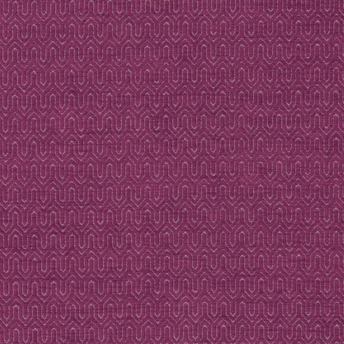Deep raspberry woven fabric with fine linked geometric loops and subtle surface texture