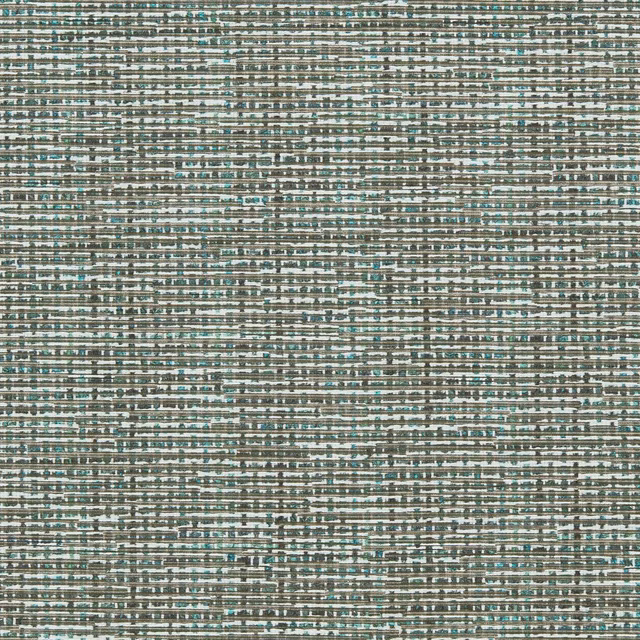 Muted peacock teal woven stripes with ivory flecks and taupe horizontal texture