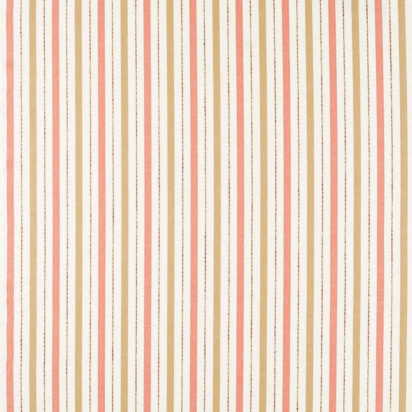 Cream woven ground with narrow camel and spice-red vertical stripes