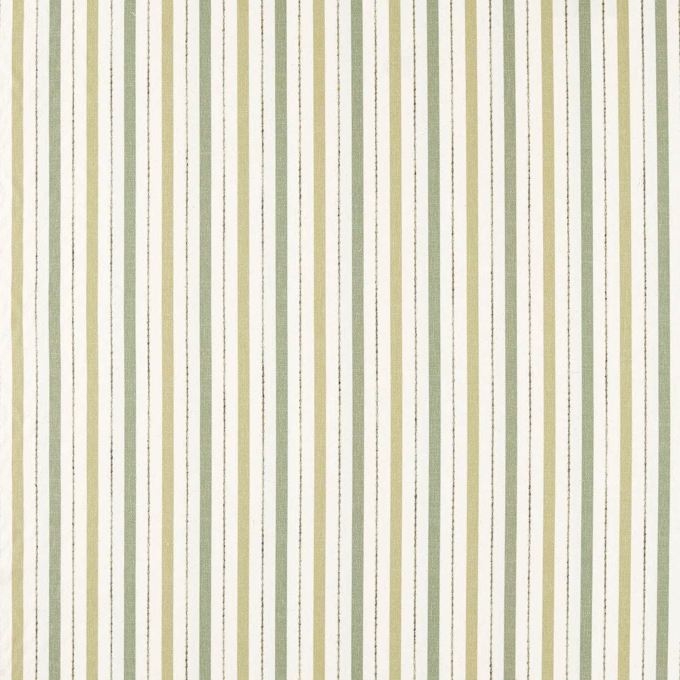 Muted sage and pale olive vertical stripes on a textured cream woven ground