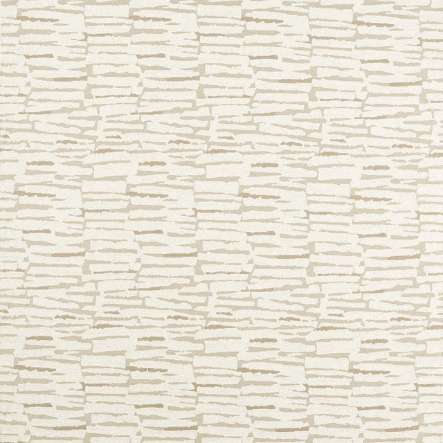 Warm ivory upholstery fabric with irregular pale taupe horizontal woven marks