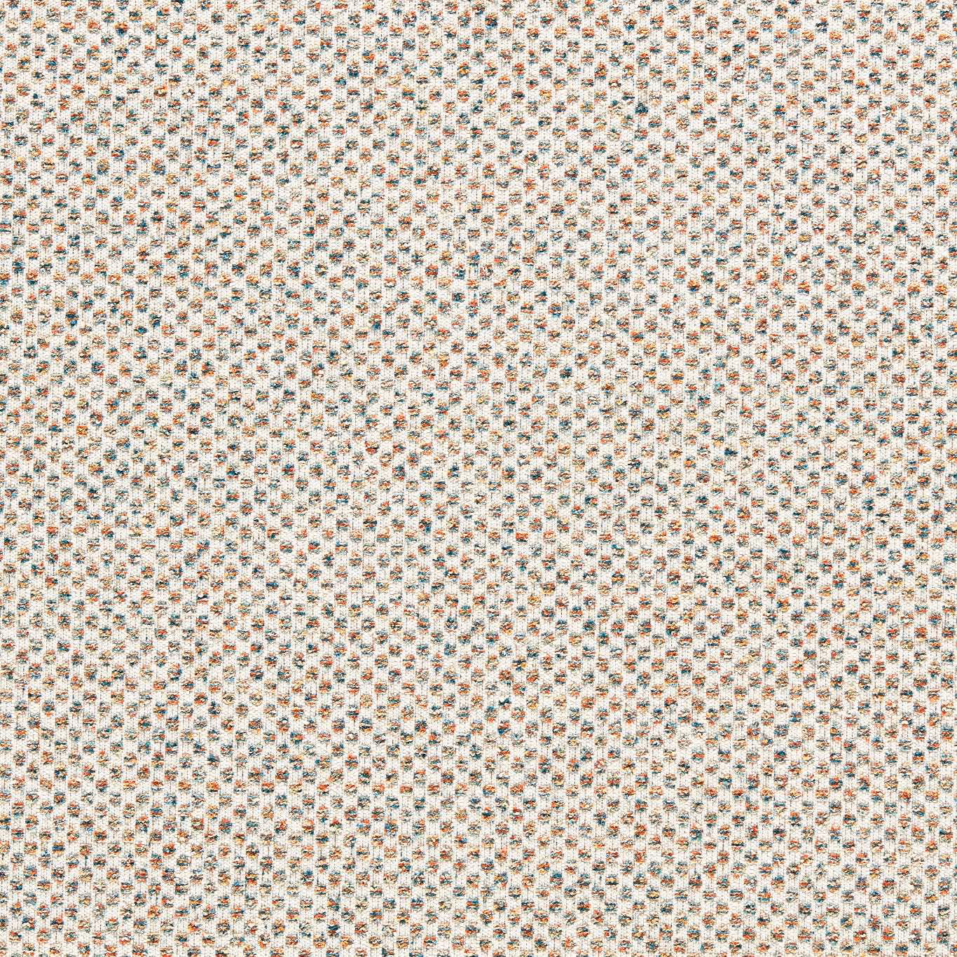 Cream woven fabric with tiny cinnamon and teal geometric flecks