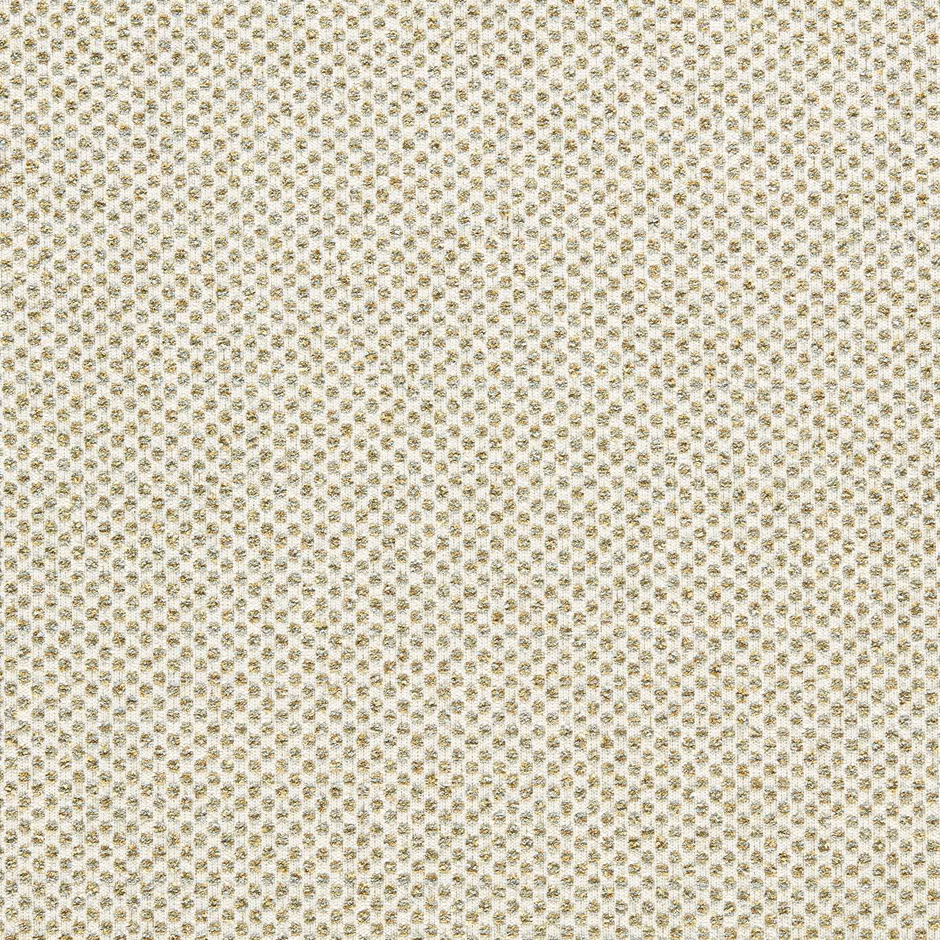 Ivory woven upholstery with tiny muted palm-green geometric rosettes