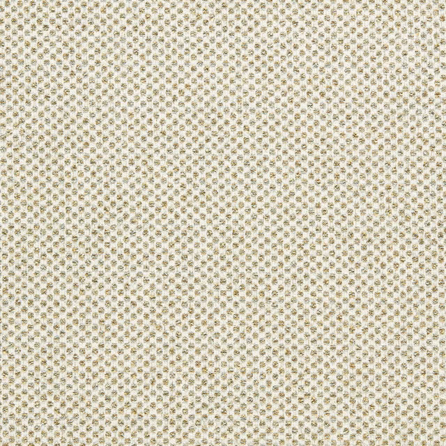 Ivory woven upholstery with tiny muted palm-green geometric rosettes