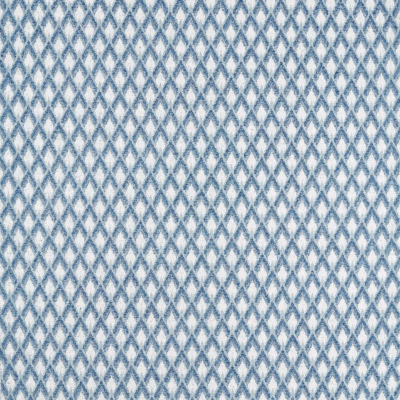 Cool denim-blue and white woven diamonds with a softly mottled, textured surface