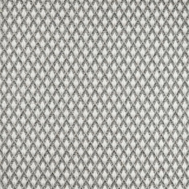 Cool dove-grey and noir diamond lattice with a softly flecked woven surface