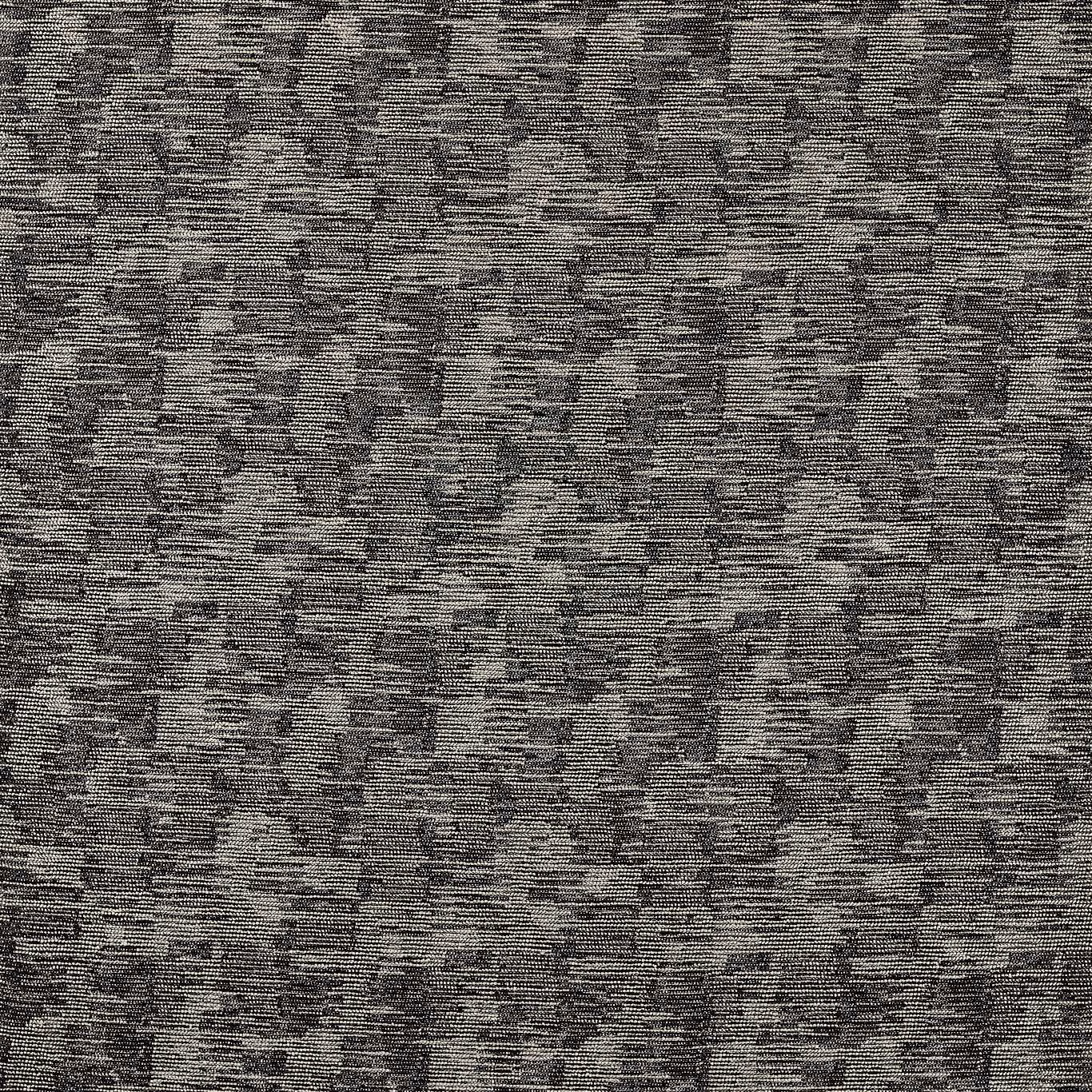 Charcoal and linen-grey woven textile with irregular dark vertical motifs and fine horizontal texture