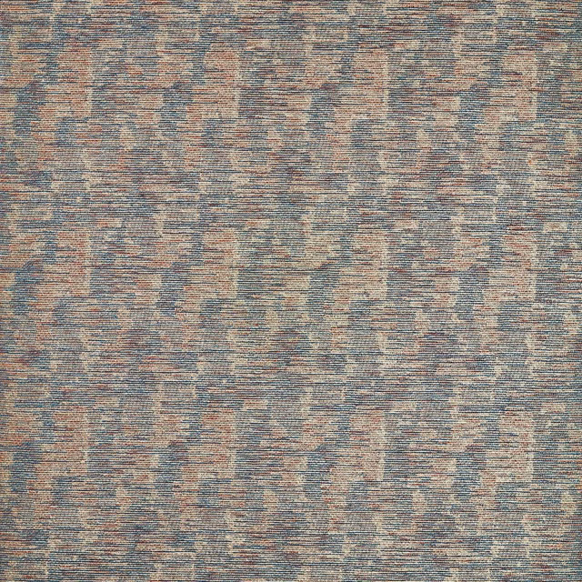 Textured Zocalo Rust weave with muted rust, blue-grey and taupe abstract blocks