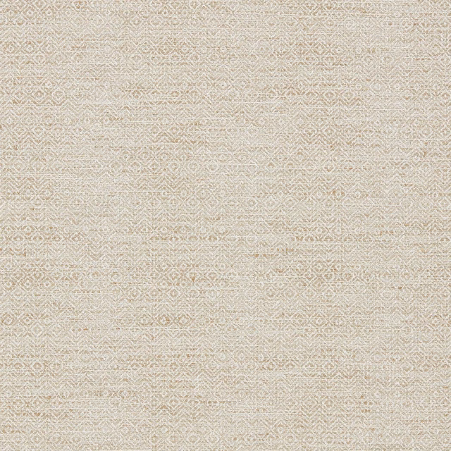 Warm ivory-beige woven fabric with a small taupe geometric diamond lattice