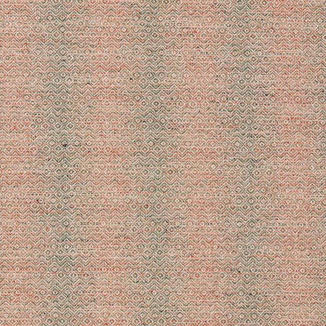 Close-up of small woven diamonds in spice red, sage green and cream