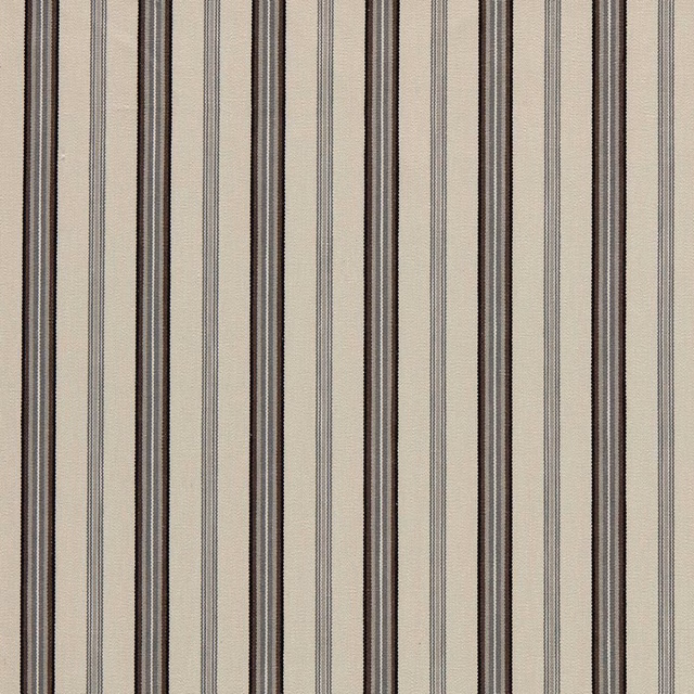 Charcoal and ivory vertical stripe fabric with a fine ribbed woven texture