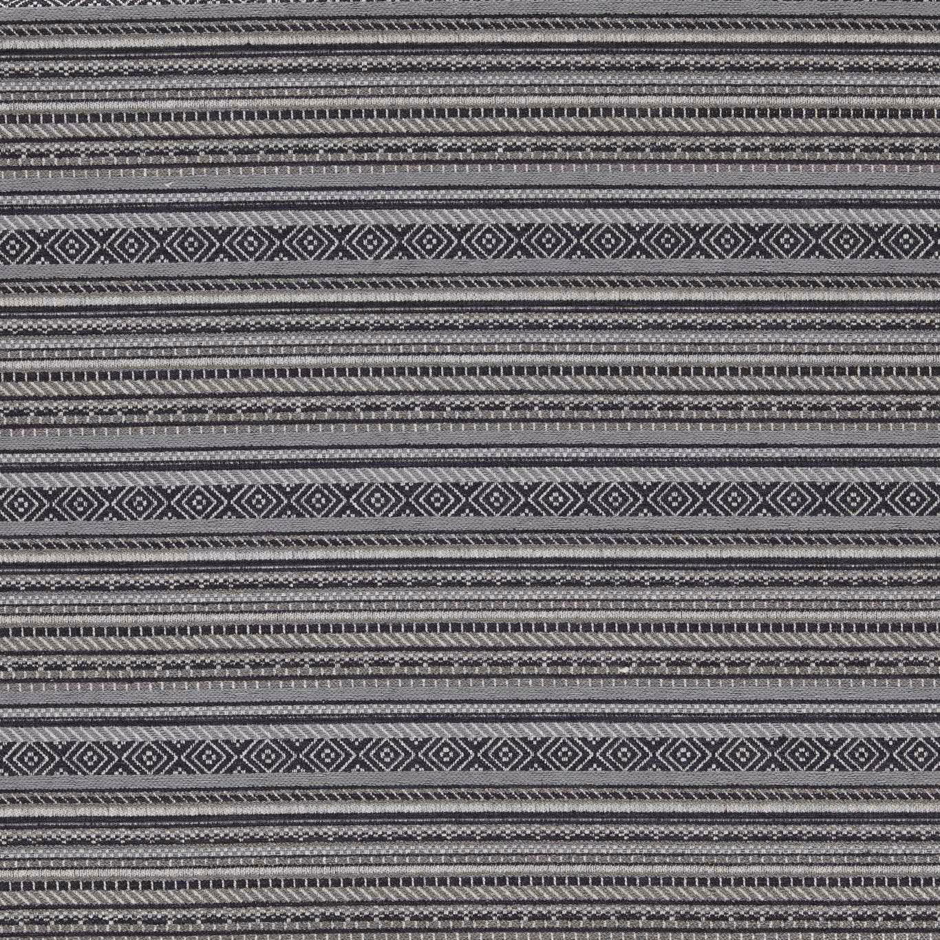 Cool pewter woven fabric with charcoal diamond bands and fine horizontal stripes