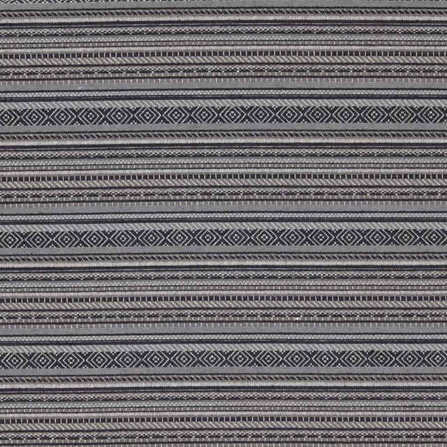 Cool pewter woven fabric with charcoal diamond bands and fine horizontal stripes