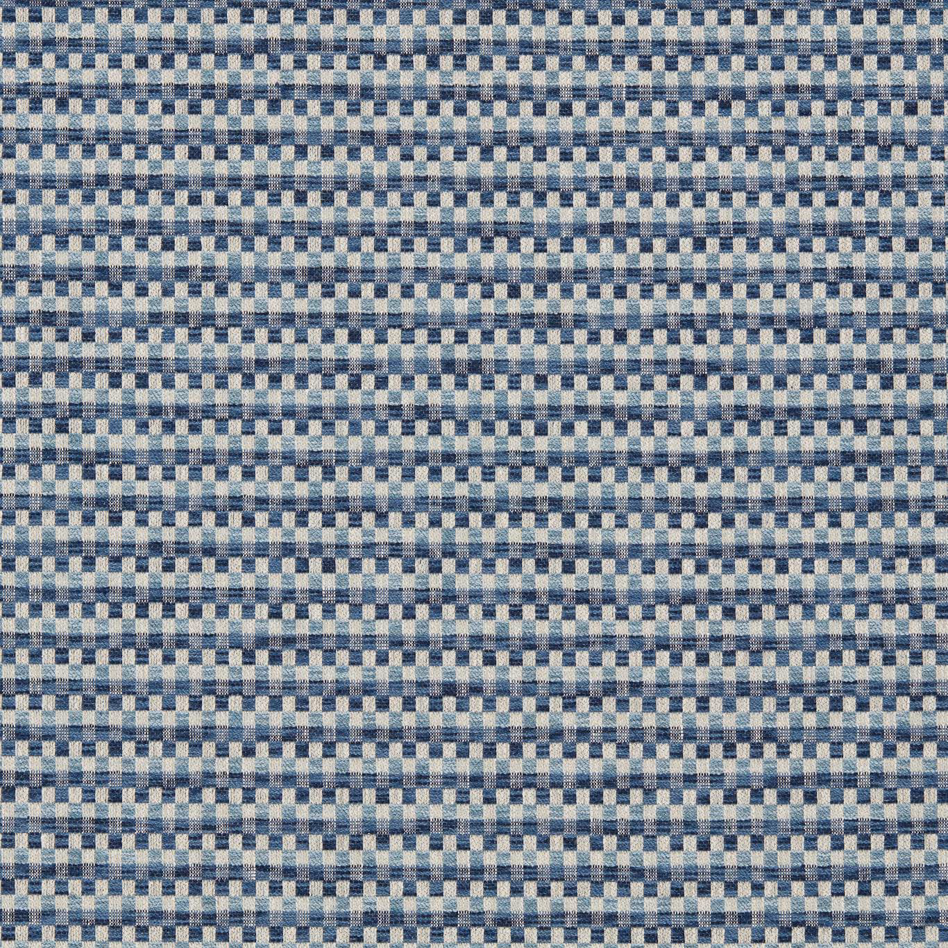 Cool denim-blue, ivory and pale blue miniature checked woven texture