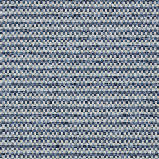 Cool denim-blue, ivory and pale blue miniature checked woven texture
